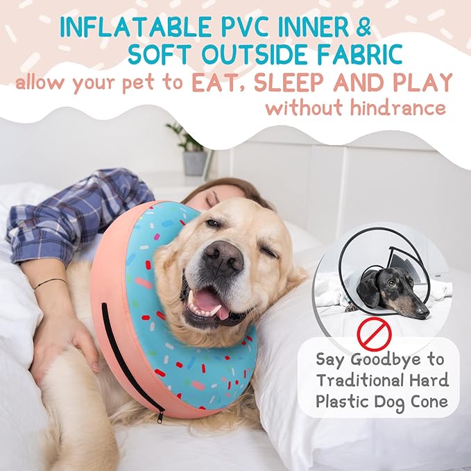 Supet Inflatable Dog Cone Collar for Small Dogs Puppies Cats, Soft Dog Cone Alternative After Surgery for Puppies Cats to Stop Licking