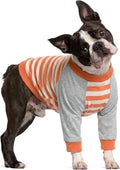FUAMEY Dog Recovery Sleeve Shirt with Elbow Pads, Orange Stripes, S | Elbow Protector, Stop Licking Joints, Protecting Front Leg Arm Wounds, Cover Skin Conditions,Hot Spots