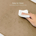 PWTAA Dog Food Mat Anti-Slip Silicone Dog Bowl Mat Thicker Pet Placemat Waterproof Cat Feeder Pad with Raised Edge Puppy Kitten Feeding Mats Suitable Small Medium-Sized Dogs Cats Eating Tray - 2PCS