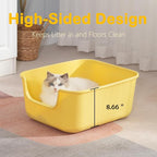 Large Cat Litter Box with High Sides,Cat Boxes for Indoor Cats,Cat Litter Pan for Kitty,Litter Box with Low Entry,Easy to Clean,Anti-Splashing (Grey)