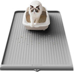 Cat Litter Mat 36"x24", Waterproof Litter Trapping Mat, Grey | Raised Edges Prevent litters, Diversion Grooves, Non-slip Backing, Easy to Clean