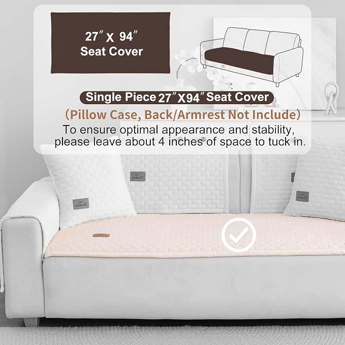 Washable Velvet Dog Couch Cover, Plush Pet Sofa Furniture Protector for 2-3 Cushion Couch, Non-Slip Washable Cover for Dogs(1PC/27.6"x94.5",White)