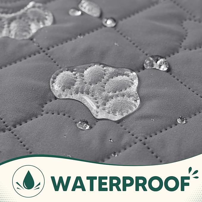 PAWFINITY Waterproof Loveseat Covers for Dogs, Pet Blanket for Couch | Paw Print Quilted, Hair Resistant, Anti Cat Scratch, Washable Protector for 2 Seat Sofa & Chair Cushion, 30x62 Inch, Grey