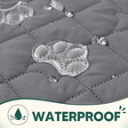 PAWFINITY Waterproof Bed Cover for Dogs, Pet Blanket for Mattress Washable | Paw Print Quilted, Hair Resistant, Anti Cat Scratch, Pee Proof Furniture Protector for King Size Bed, 82x82 Inch, Grey
