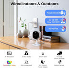 AOQEE 2K Security Camera for Indoor/Outdoor, Color Nigth Vision, C1 3Pack | Plug-in Cameras for Home Security with Siren, AI Detection, Instant Motion Alert, White Light, 24/7 TF Card & Cloud Recording