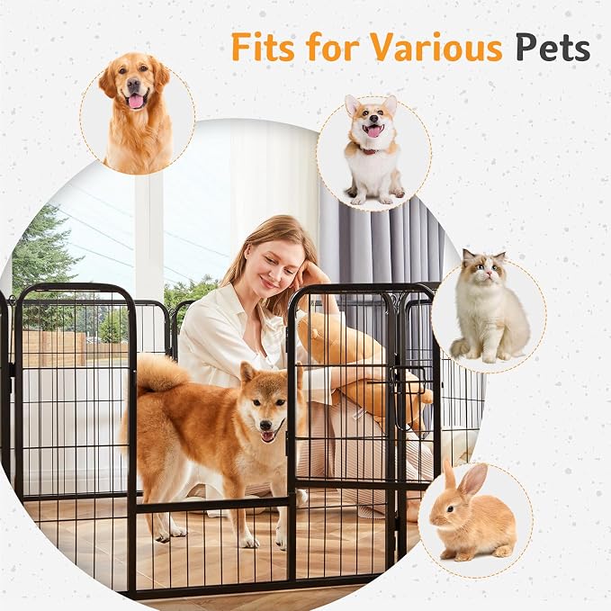 NEWBULIG Dog Playpen for Indoor 40 Inch 2 Panels - Portable Heavy Duty Metal Pet Exercise Pen, Foldable Small Medium Large Dog Puppy Playpen Fence for Outdoor RV, Camping, Yard, Garden