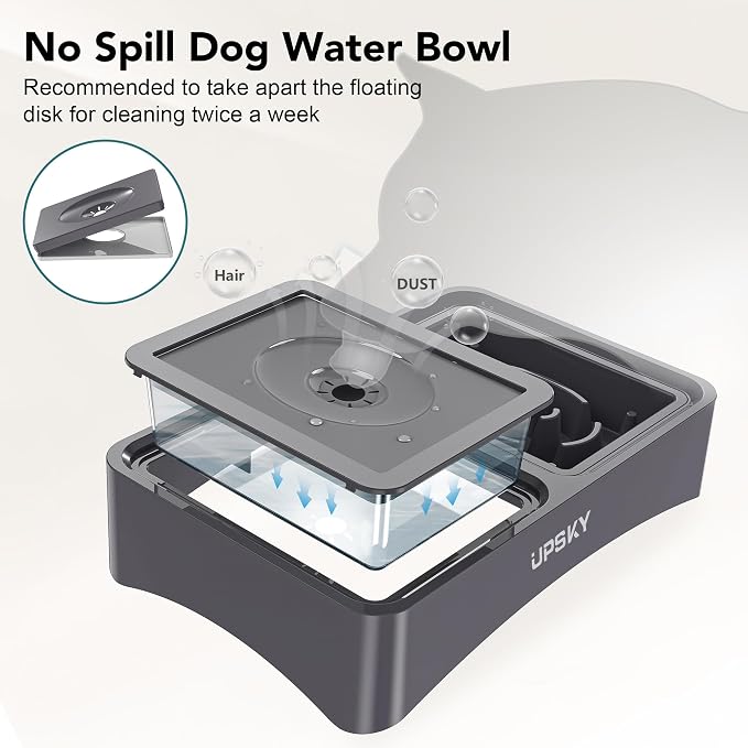 UPSKY 2-in-1 Elevated Dog Bowls Slow Feeder, 4 Height Adjustable Raised Bowl Stand, No Spill Dog Water Bowls, Anti-Slip Food and Water Bowls for Small Medium Dogs(Not Include Stainless Steel Bowl)