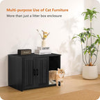 Dwanton Litter Box Enclosure, Cat Litter Box Furniture Hidden, with Scratching Mat, Wooden Cat Washroom Indoor, 31.5" L x 19.7" W x 21.7" H, Dark Gray