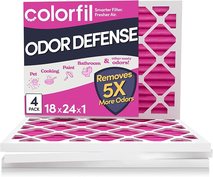 18x24x1 Air Filter (4-Pack) | Made in the USA | Color Changing | Remove Cat and Dog Odor | MERV 8 for Pet Hair Dander and Dust | 17.5"x23.5"x0.75" Exact Size