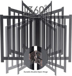 LZRS Wooden Free Standing Dog Gate 120" W x 24" H, Foldable Solid Hardwood Pet Safety Fence for House Doorways, Stairs, Hallways, Step-Over Pet Barrier, No Drill Easy Setup, Black