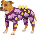 LovinPet Large Dog Pajamas, Four-Leg Stretch Onesie Bodysuit, Lightweight UV-Shielding Pajamas, Anti-Lick Calming Recovery Suit for Surgery, 3D Dino Egg Spikes, Easy on/Off， Purple， XL