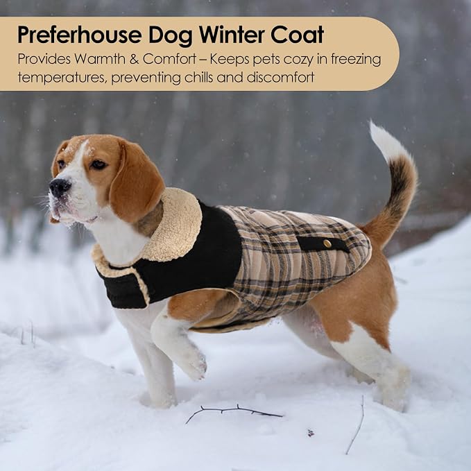 Dog Winter Coat for Small Dogs, Puppy Solid Jacket, Pet Warm Coat for Cold Weather, Windproof Pets Thickened Outfits Garments Indoor Outdoor, Beige XS