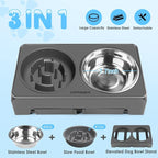 URPOWER Raised Dog Bowls 4 Height Adjustable Elevated Bowl Stand | Stainless Steel Water Bowl Non-Slip Dog Food Bowls Stand for Small Medium Large Dogs and Pets