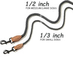Mile High Life Dog Leash Braided Cotton Rope with Leather-Reinforced Ends | Rust-proof 360° swivel clasp, Heavy-duty for small/medium breeds. Great for weddings, daily walks (5 FT, 1/3", Dark Gray)