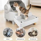 Adjustable Litter Box Step, Cat Litter Box Ramp/Catcher with Wooden Feet | 2 Steps,Fits Automatic Litter Box Steps, Filter Function, Anti-Tracking, Easy to Clean, For Small & Elderly Cats