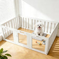 Acrylic Indoor for Dogs Playpen, 24" H 10 Panels DIY Puppy Playpen | Indoor & Outdoor Dog Playpen with Heavy Duty Door Lock, Easy-Assembly&Clean Door Pet Fence for Dogs Puppy,Cats,Rabbits,White