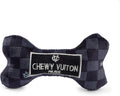 Haute Diggity Dog Chewy Vuiton Bone Plush Squeaky Dog Toy, Soft Durable Designer-Inspired Stuffed Puppy Chew Toys for Small & Medium Dogs, Machine-Washable (Black Checker) Small