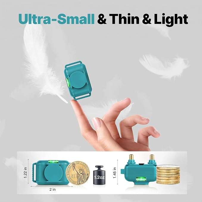 Tiniest Small Dog Shock Collar, Lightest Dog Training Collar with 2000ft Remote, Tailored for Small Dogs 5-15lbs & Medium Large Dogs, Beep, Vibrate, Shock, Lighting, Waterproof, Rechargeable，Cyan