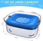 3L No Spill Dog Water Bowl with Slow Drinking Disk(Navy Blue) | Clear Acrylic, Easy Water Check, Non-slip Pads, Slobber Stopper Splash Proof Water Bowl for Sloppy Messy Drinkers Reduce Mess