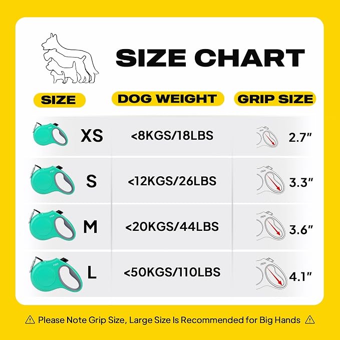 Fida Retractable Dog Leash with Dispenser and Poop Bags, 16 ft Pet Walking Leash for Medium Dog or Cat up to 44 lbs, Anti-Slip Handle, Tangle-Free, Reflective Nylon Tape (M, Teel)