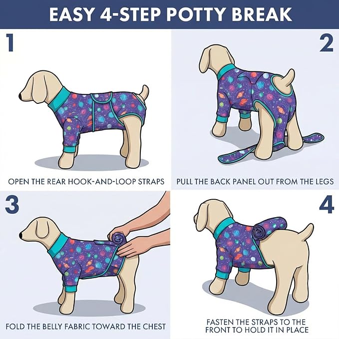 Spark Paws Dog Surgery Recovery Suit – Dog Recovery Suit After Surgery, Anti-Lick Dog Onesie, Abdominal Wound Protector, Soft Cone Alternative for Spay Neuter Male Female Pet Recovery - Planets - XL