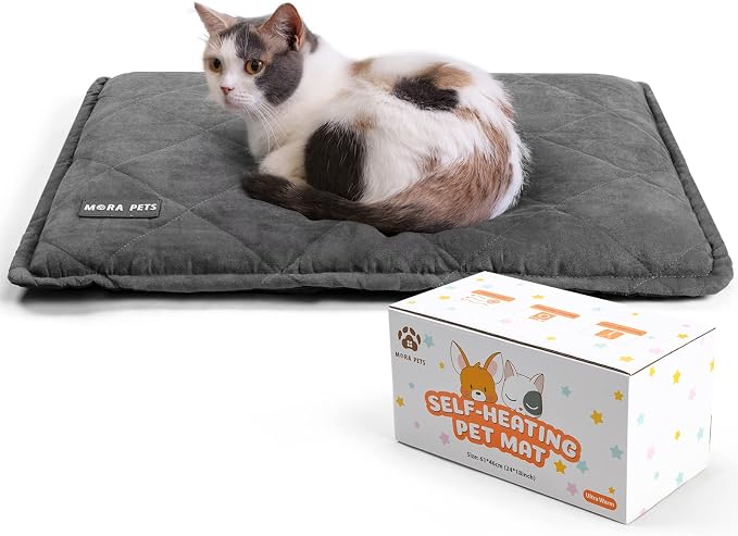 Mora Pets Self Heating Cat Bed Self Warming Cat Pad Thick Thermal Pet Bed Mat 24 x 18 Inches with Removable Cover Machine Washable Ultra Warm Mat for Outdoor Indoor Cats and Small Dogs | Thick Thermal Pet Bed Mat, Removable Machine Washable Ultra Warm ...