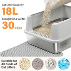 Stainless Steel Cat Litter Box for Kittens, Low Entry Kitten Litter Box | Small Metal Litter Box, Includes Scoop and Mat, High Sided, Non-Sticky, Anti-Urine Leakage, Easy Cleaning