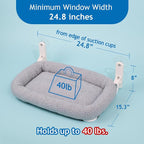 Zakkart Foldable Cat Hammock for Window - Cordless, Embeded Machine Washable Bed, Robust Metal Frame - Cat Window Perch for Large Cats and Kittens (Gray Bolster Bed, Large)