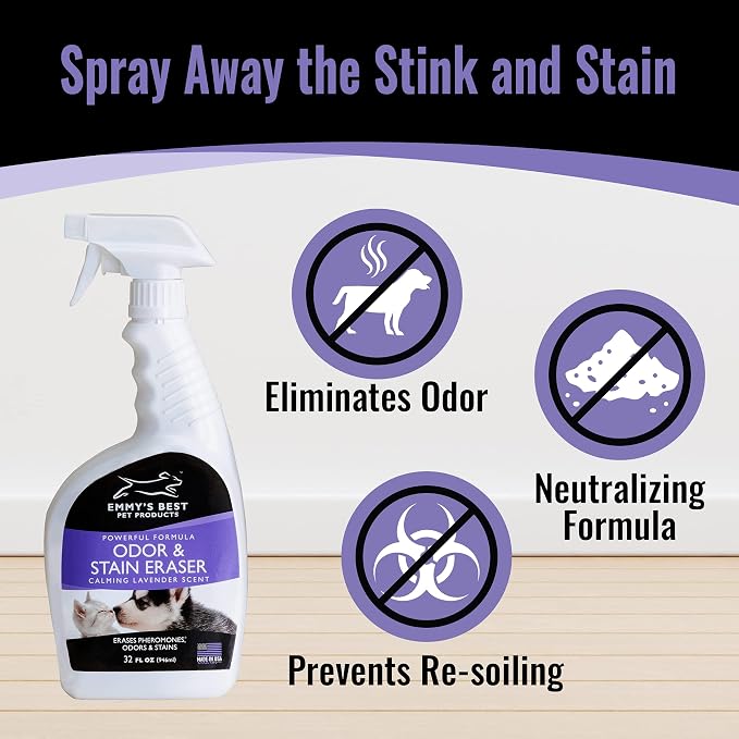 Pet Odor & Stain Eraser – Urine Enzyme Carpet Cleaner, Lavender, 32 oz
