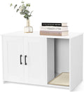 Dwanton Litter Box Enclosure, Cat Litter Box Furniture Hidden, with Scratching Mat, Wooden Cat Washroom Indoor, 31.5" L x 19.7" W x 21.7" H, White