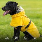 BRKURLEG Dog Raincoat, Waterproof Rain Jacket with Clear Hood for Small Medium and Large Dogs, Adjustable Reflective Pet Rain Coat Poncho with Leash Hole, Yellow L