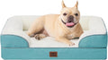EHEYCIGA Orthopedic Dog Bed, Waterproof Memory Foam, Turquoise Blue, 30"L x 20"W x 6.5"Th | Non-Slip Bottom and Egg-Crate Memory Foam Dog Couch Bed with Washable Removable Cover, Turquoise Blue