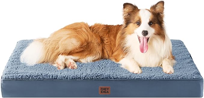 EHEYCIGA Orthopedic Dog Bed Extra Large with Removable Washable Cover,41x27 | Egg Crate Foam Support,Durable Oxford fabric,Non-Slip Bottom,Machine Washable,Soft Waterproof Plush Pet Bed Mat For Crate
