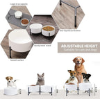 32 oz Ceramic Dog Bowls with Metal Stand, 6 Inch Pet Food and Water Dish | Bowl Dishwasher and Microwave Safe, 2 Heights, for Cats & Dogs, Prevent Neck Fatigue, White