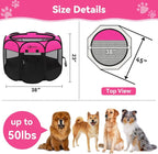 Siedihit Dog Cat Playpen, Large Puppy Pet Playpen, Dog Crate Tent Cage | Indoor/Outdoor, Portable Pop Up Dogs Kennel Playpen with Carrying Case for Dogs/Cats/Rabbits, Hot Pink