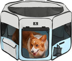 X-ZONE PET Dog Playpen Portable Pet Play Pens for Puppies, Cat, Rabbit, Chicks, Foldable Exercise Play Tent Kennel Crate, Indoor/Outdoor Travel Camping Blue Medium