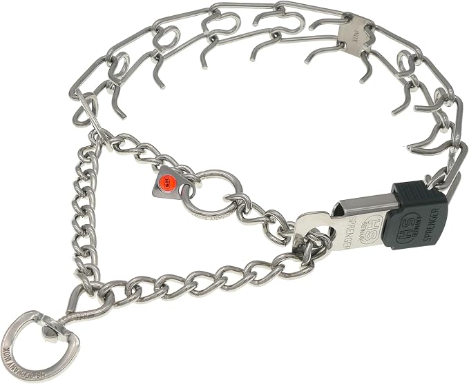 Herm Sprenger Prong Dog Collar with Quick Release ClicLock Buckle for Small Medium Large Dogs Stainless Steel Training No-Pull Collar for Dogs Made in Germany (23in x 3.2mm)