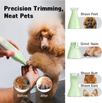 Dog Grooming Kit, Dog Clippers for Grooming for Thick Heavy Coat | Professional Pet Paw Trimmer with Nail Grinder Head Low Noise Rechargeable Stainless Steel Hair Trimmer for Curly Coats Cats