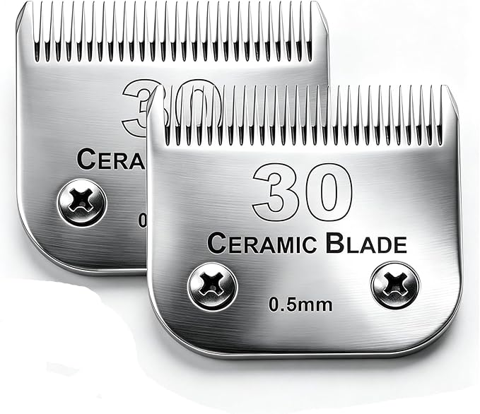 30 Blade Dog Grooming Blades Compatible with Andis/Wahl/Oster Dog Clippers | Detachable Stainless Steel Blade,Size-30, 1/50-Inch Cut Length (64260),2Pack