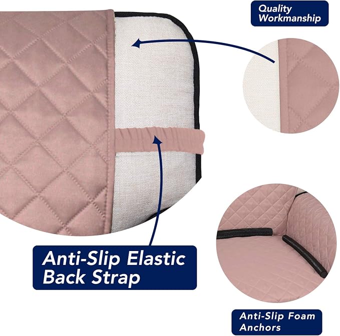 PureFit Reversible Quilted Sofa Cover Dog Couch Covers for Sofa, 66 in | Pink/Beige, Water Resistant Couch Protector, Washable Pet Couch Cover with Non Slip and Elastic Straps For Kids