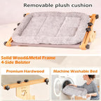 Cat Window Perch- Adjustable Sill Fit,Renter-Safe,Wood-Metal Frame Sturdy Hammock No Drilling,Washable Bed Cover,Tool-Free Install for Indoor Cats,Ideal for Small Spaces & Multi-Cat Families(Grey,M)