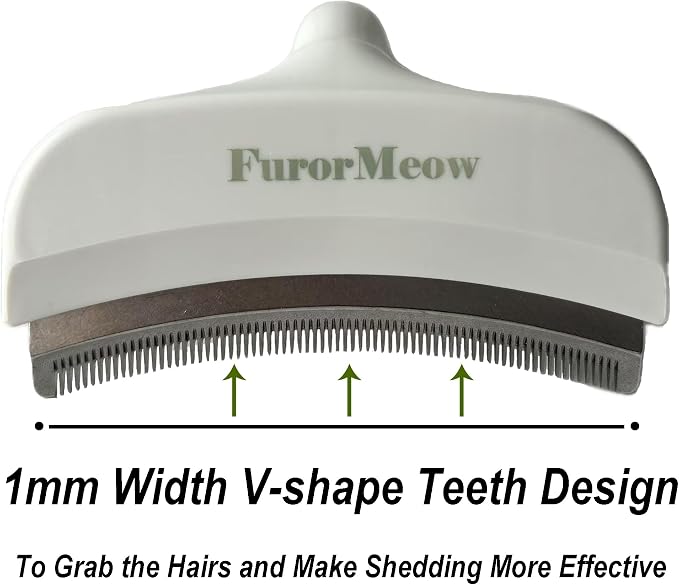 Pet Deshedding Tool with Curve Blade, Cat Grooming Brush, Tight V-shaped Teeth Shedding Comb for Cats and Dogs (White, Large)
