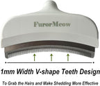 Pet Deshedding Tool with Curve Blade, Cat Grooming Brush, Tight V-shaped Teeth Shedding Comb for Cats and Dogs (White, Large)