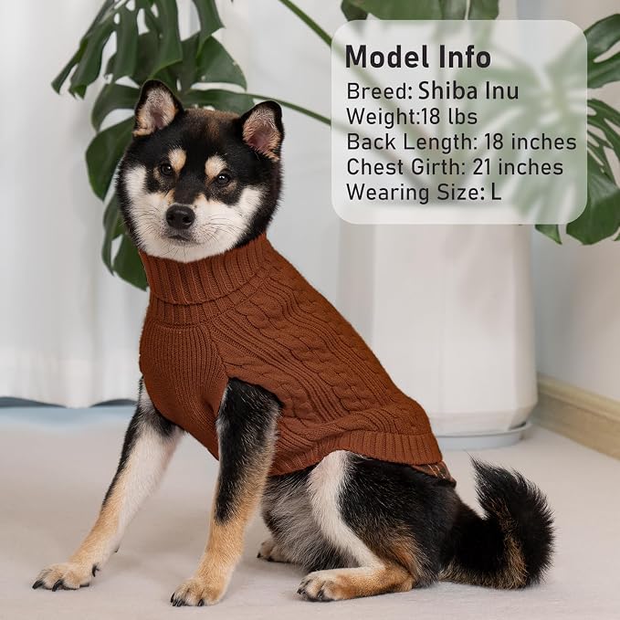 KYEESE Dog Sweater Turtleneck Thick Knit Pullover for Cold Weather | Stretchy Fit, Lightweight & Warm, Cozy Knit Comfort, Classic Plaid Design, Gentle on Sensitive Skin, Comfortable Daily Wear
