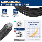 Snagle Paw Dog Leads for Yard 50FT-1000LBS Break Strength,Heavy Duty Tie Out,Run Cable for Medium Large Dogs with Swivel Lockable Hook & Spring,Chew Proof Chain for Outside
