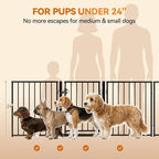 BFNN Chewproof Steel Dog Gate Indoor, 120" Extra Wide Freestanding Fence | Flexible Space Control | With Walk-Thru Door | 24" Tall Heavy Duty Barrier | Foldable | No Drill | For Small & Medium Puppy