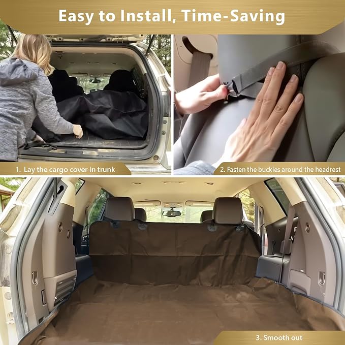 F-color SUV Cargo Liner for Dogs - Heavy Duty Cargo Cover for Mid-Size SUVs | Water Resistant, Bumper Flap, Non-Slip Mat, Car Trunk Dog Car Seat Cover Prevents Scratches Pet Hair Mud Dirt for Sedans Vans