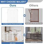 Malier Metal Freestanding Dog Gates with Door, Outdoor Indoor Dog Fences, Extra Wide Foldable Puppy Gate for Stairs, Hallways, Yard (White, 80''W × 32''H【4 Panels】)
