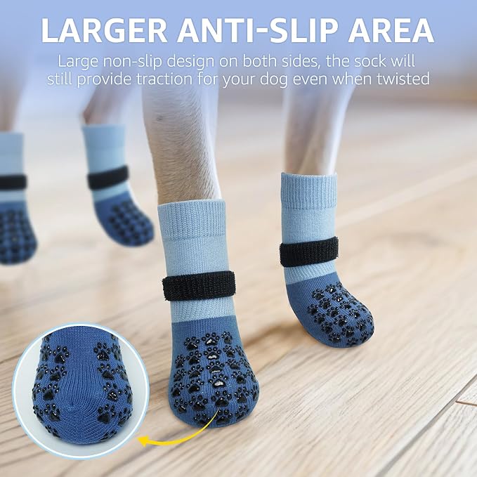 SCENEREAL Dog Socks to Prevent Licking Paws for Hot/Cold Pavement Anti Slip, Dog Shoes for Hardwood Floors, Dog Boots & Paw Protectors with Grippers for Small Medium Large Senior Dogs
