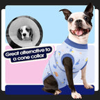 FUAMEY Dog Recovery Suit, Soft Surgical Suit for Dogs Onesie for Surgery | Cone Alternative after Surgery, Abdominal Wound Protector, Anti Lick Suit, Dog Onesie for Surgery Female Male Blue Boat S